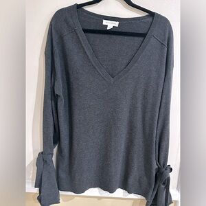 Gray V-Neck Women's Top